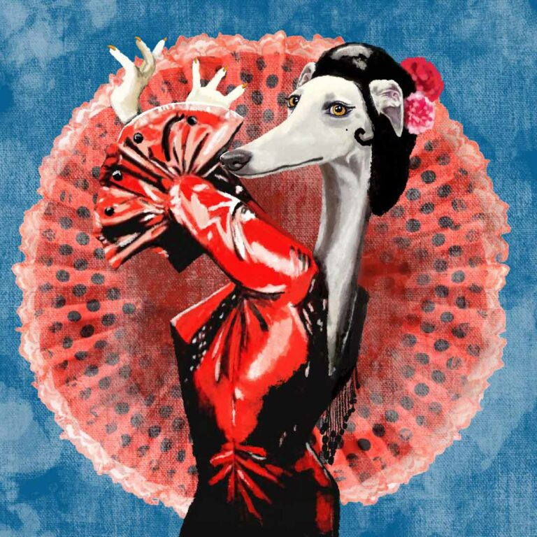 Lola flores galga, ilustración digital.