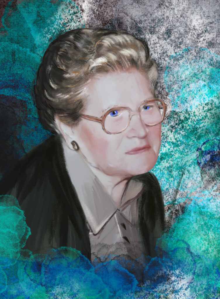 Retrato de abuela, ilustración digital.