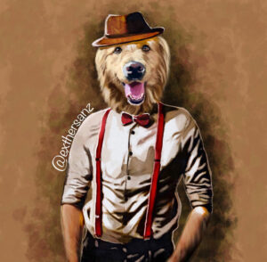 Labrador hipster, ilustración digital.